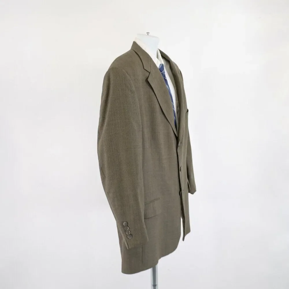 Austin Reed Thick Wool Green‎ Beige Check Sport Coat 46R 3 Button 0 Vent